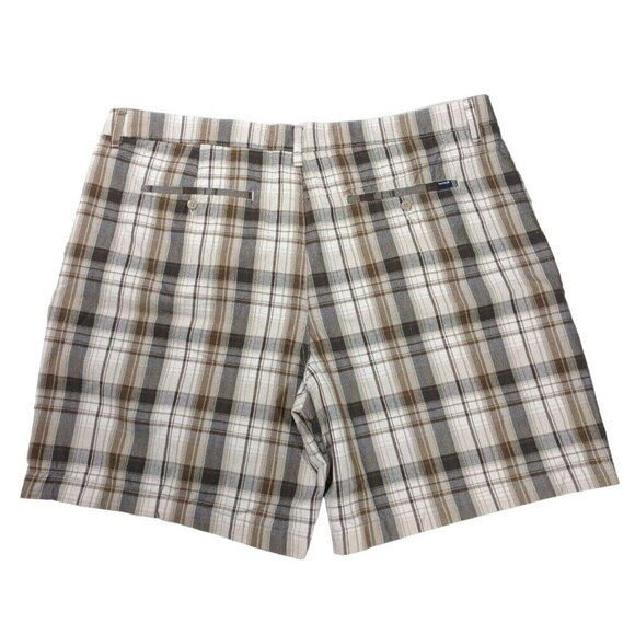 Hurley Shorts Mens 38 Casual Flat Front Brown Check - Picture 2 of 6